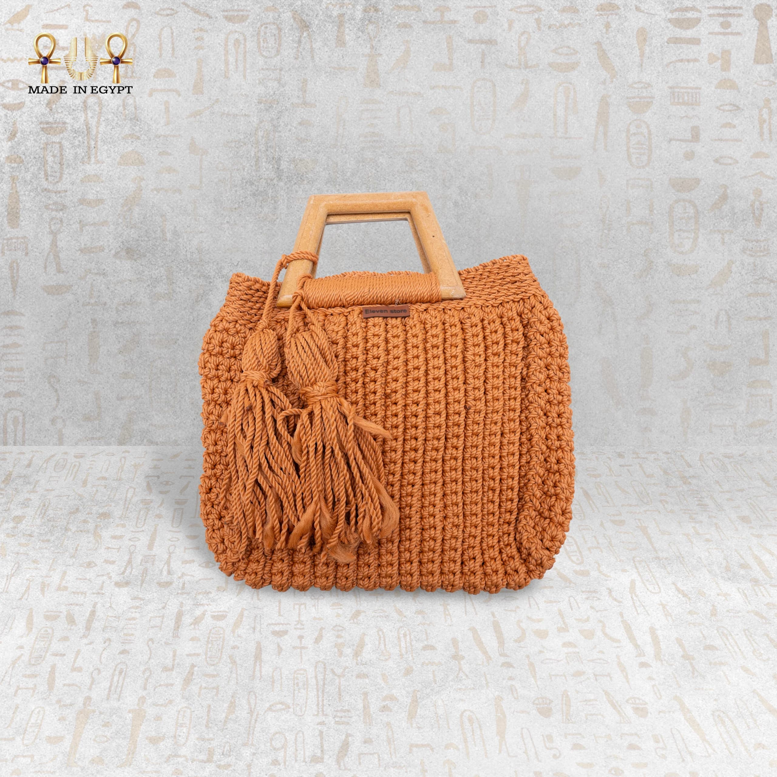 Elegant Square Crochet Bag with Tassel